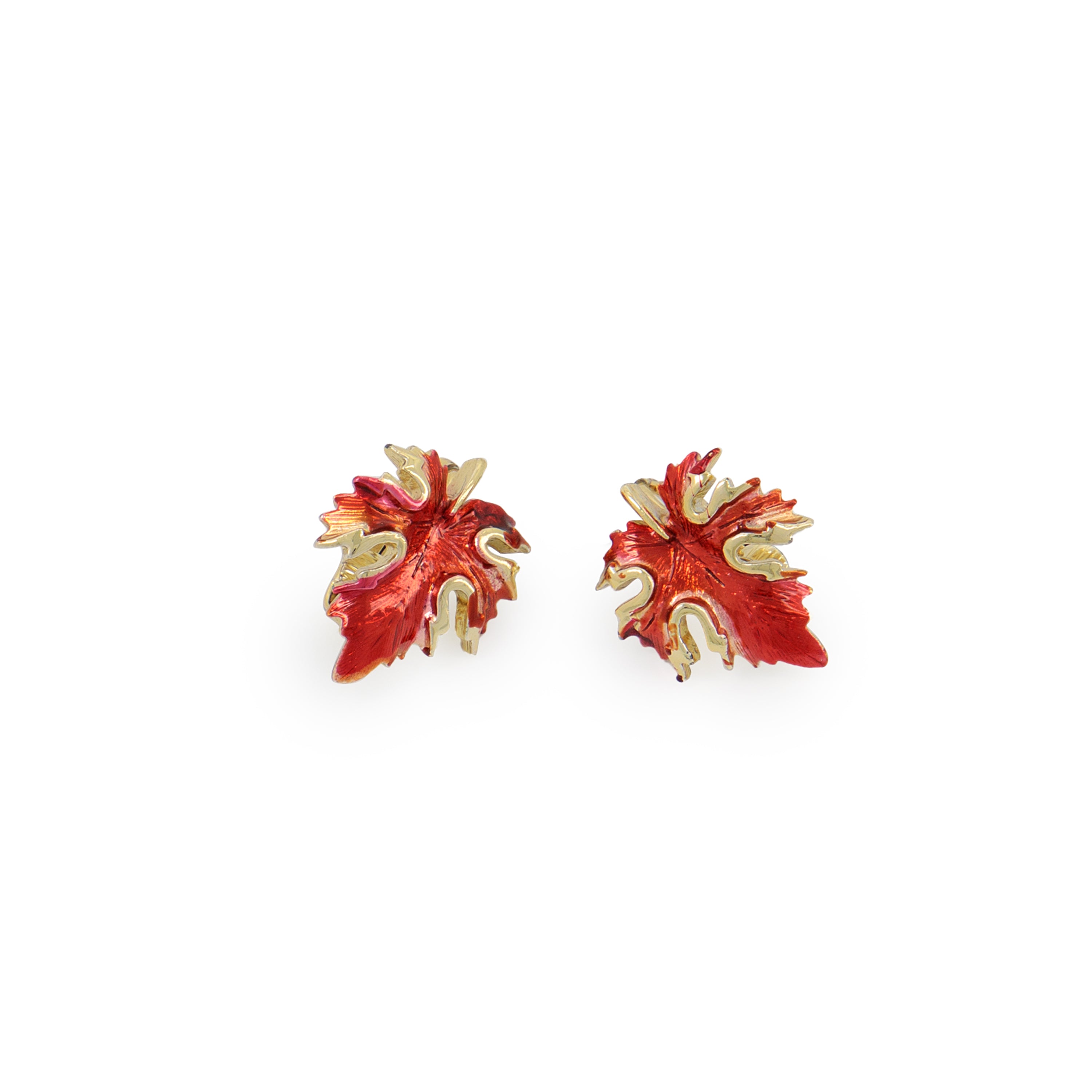 Vintage costume maple leaf clip earrings