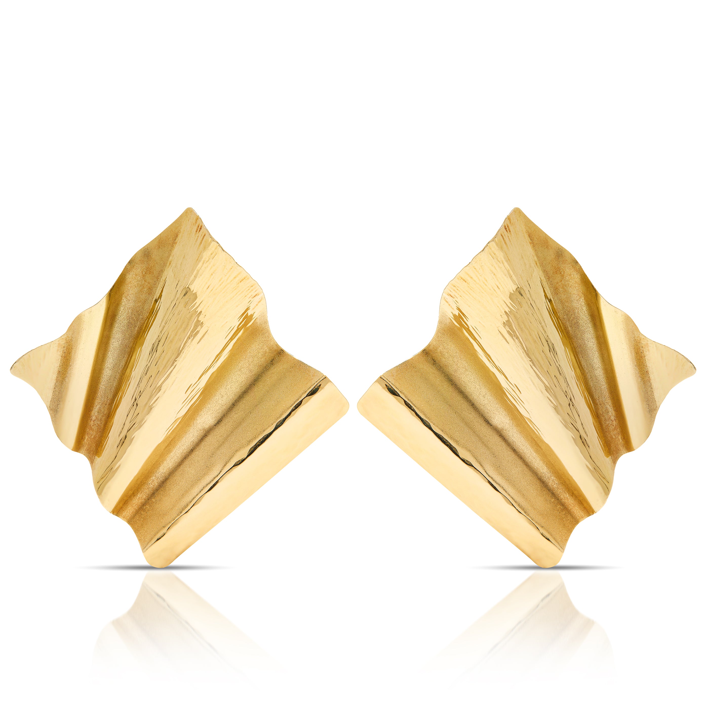 Vintage geometric earrings in flowing ribbon motif. 