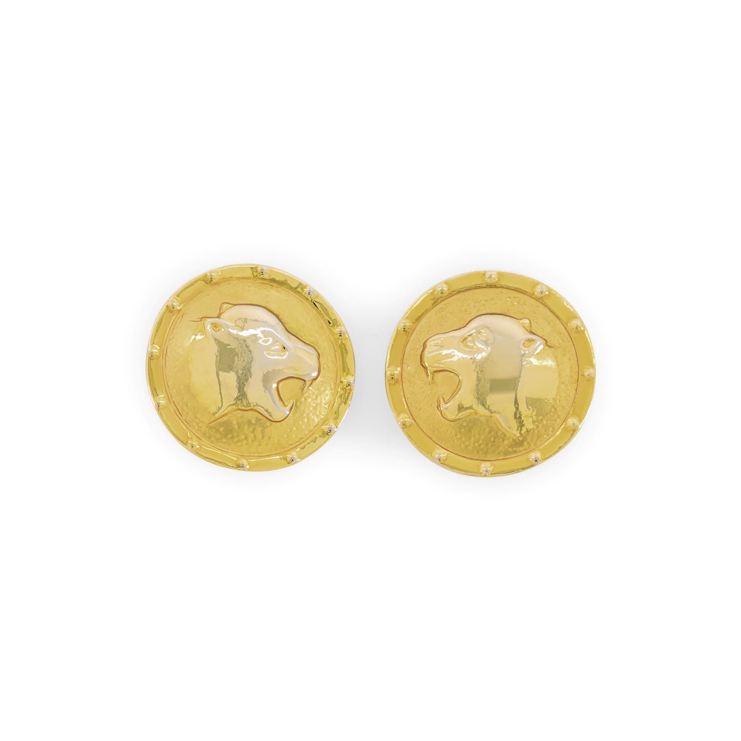 Costume leopard head button clip-on earrings from the 1980s-1990s