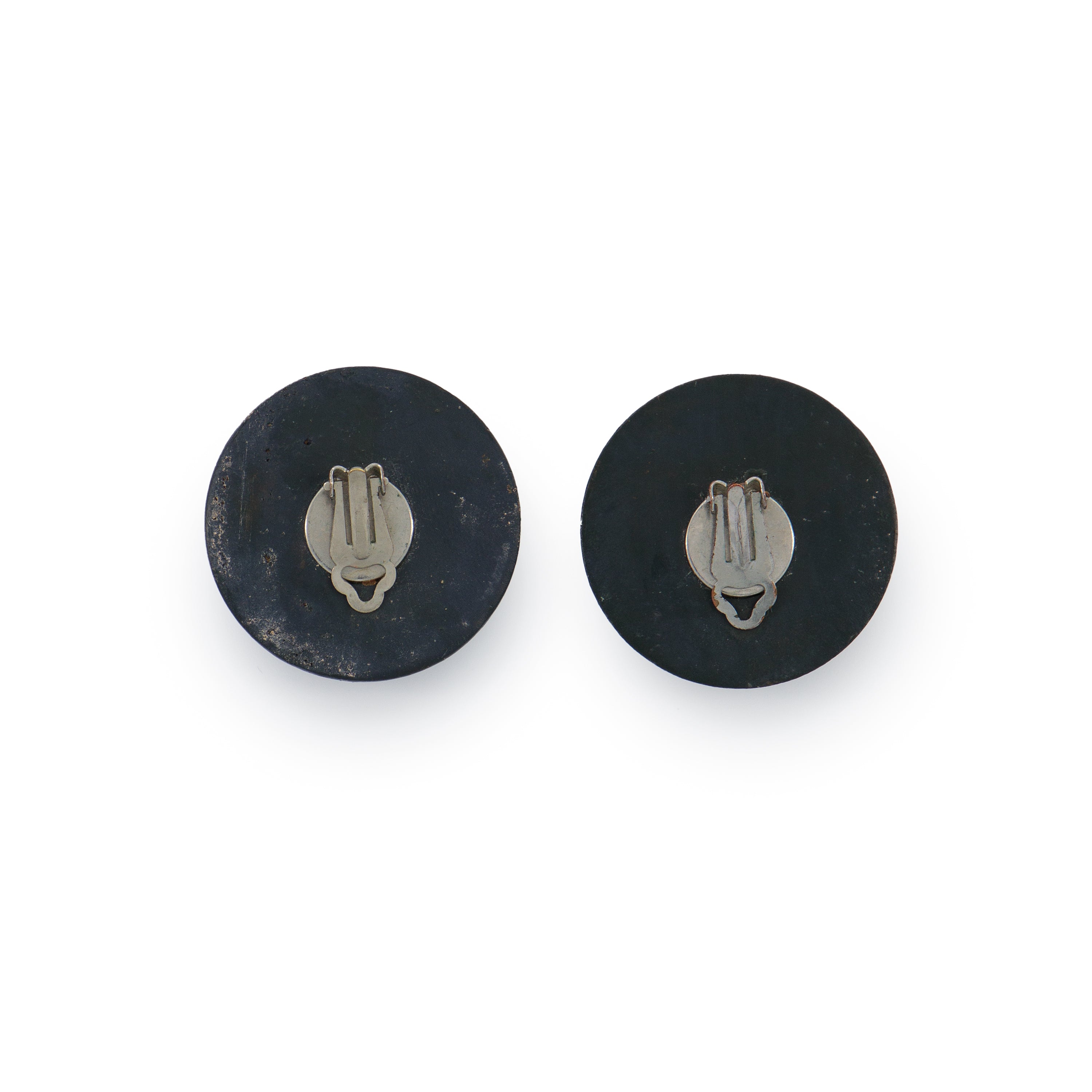 Clip-on closure side of vintage wood button ear clips