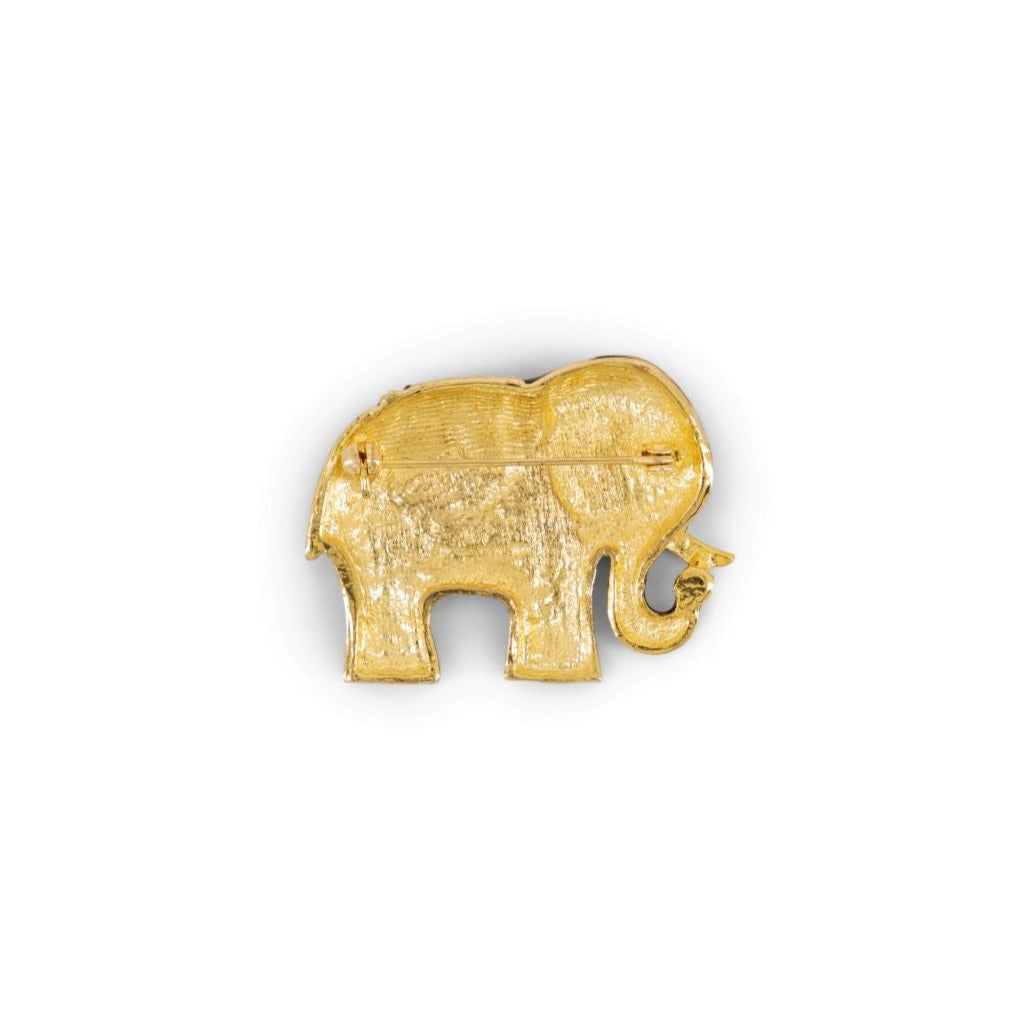 Closure view of vintage costume elephant brooch 