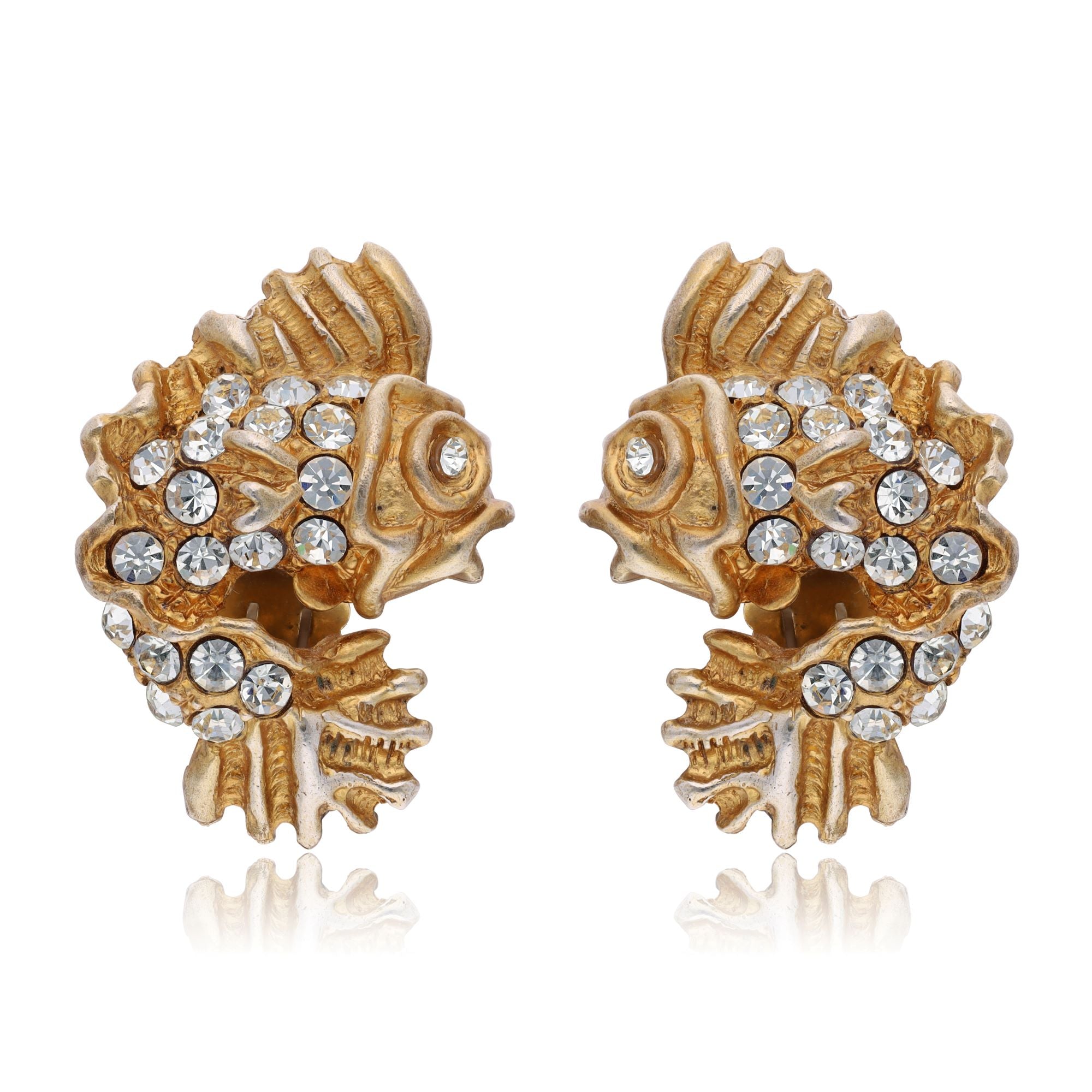 boucles d’oreilles vintage Lorenz Bäumer Strass Fish