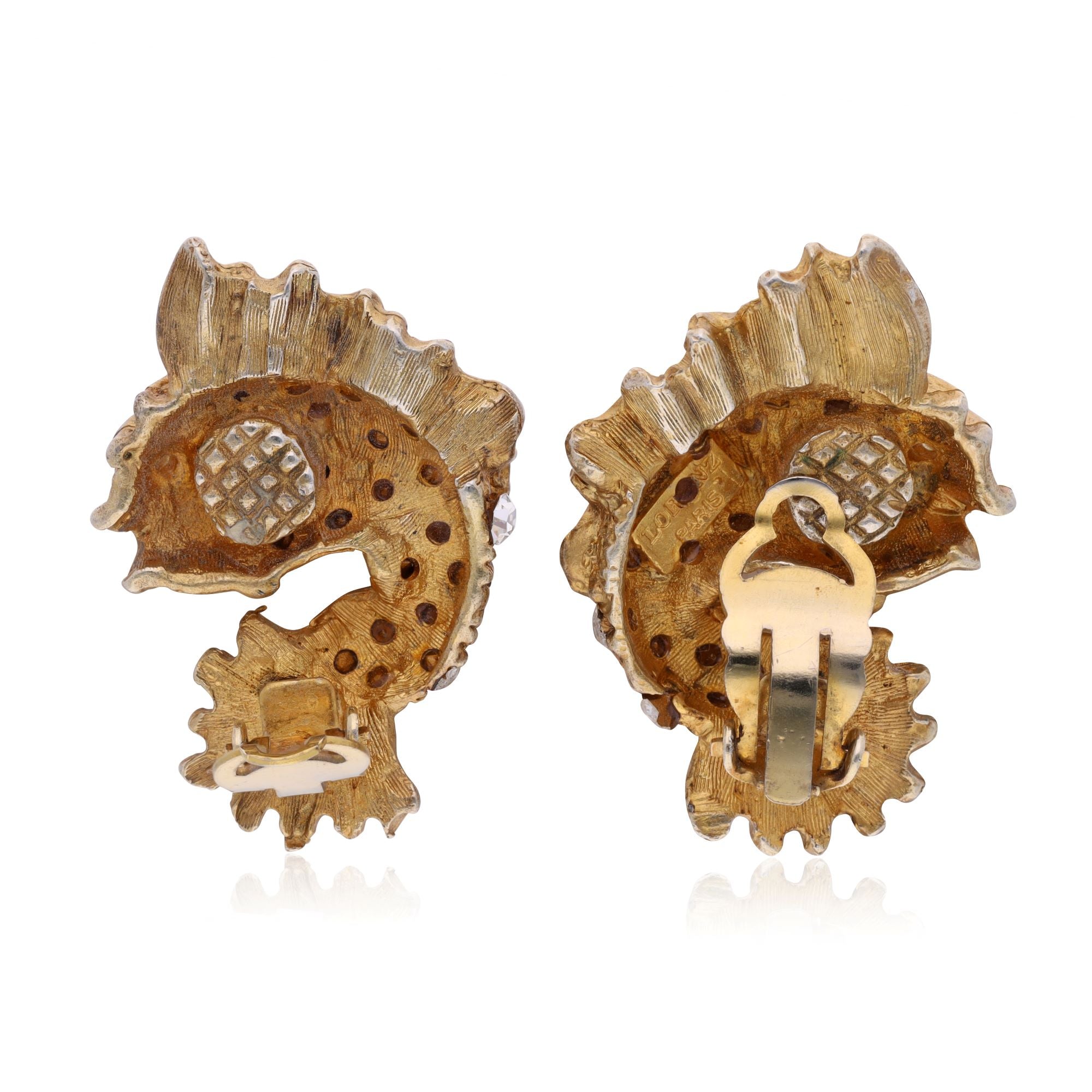 Vintage Lorenz Bäumer Rhinestone Fish Earrings