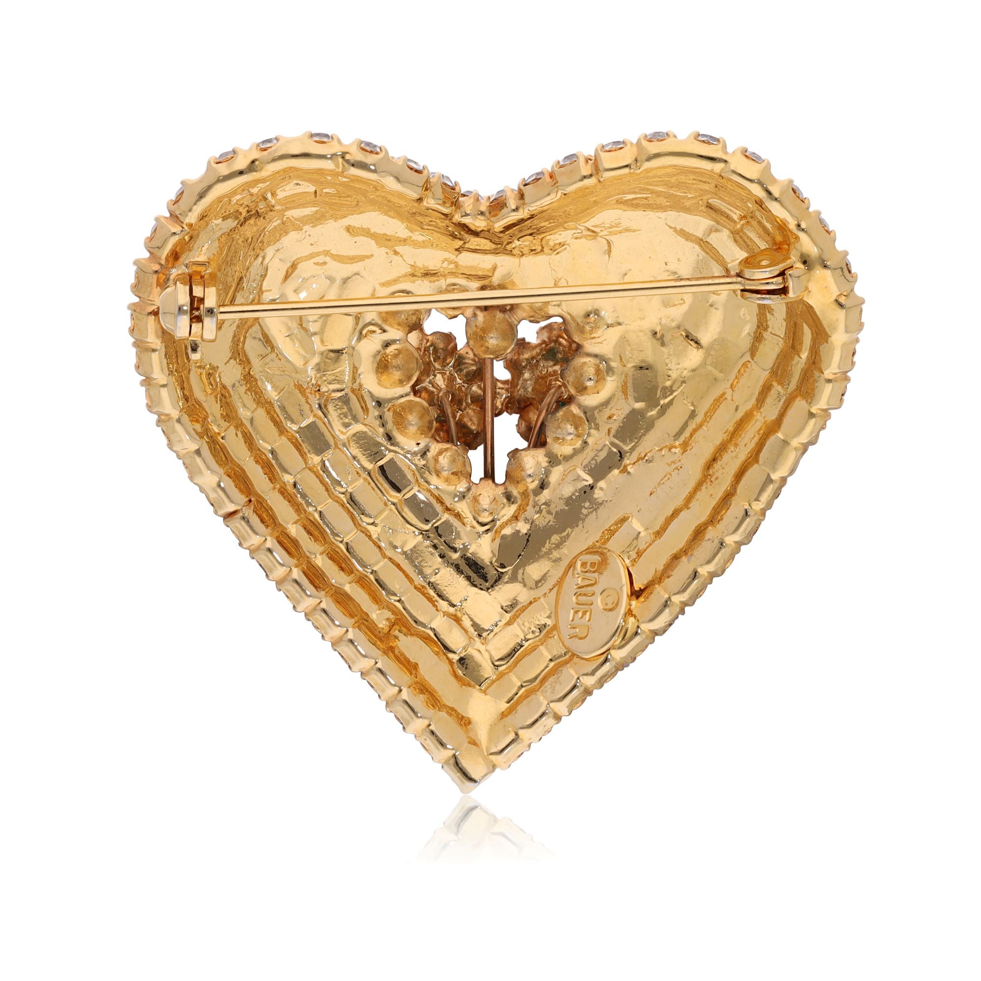 Costume Heart Designer Brooch With Floral Motif back