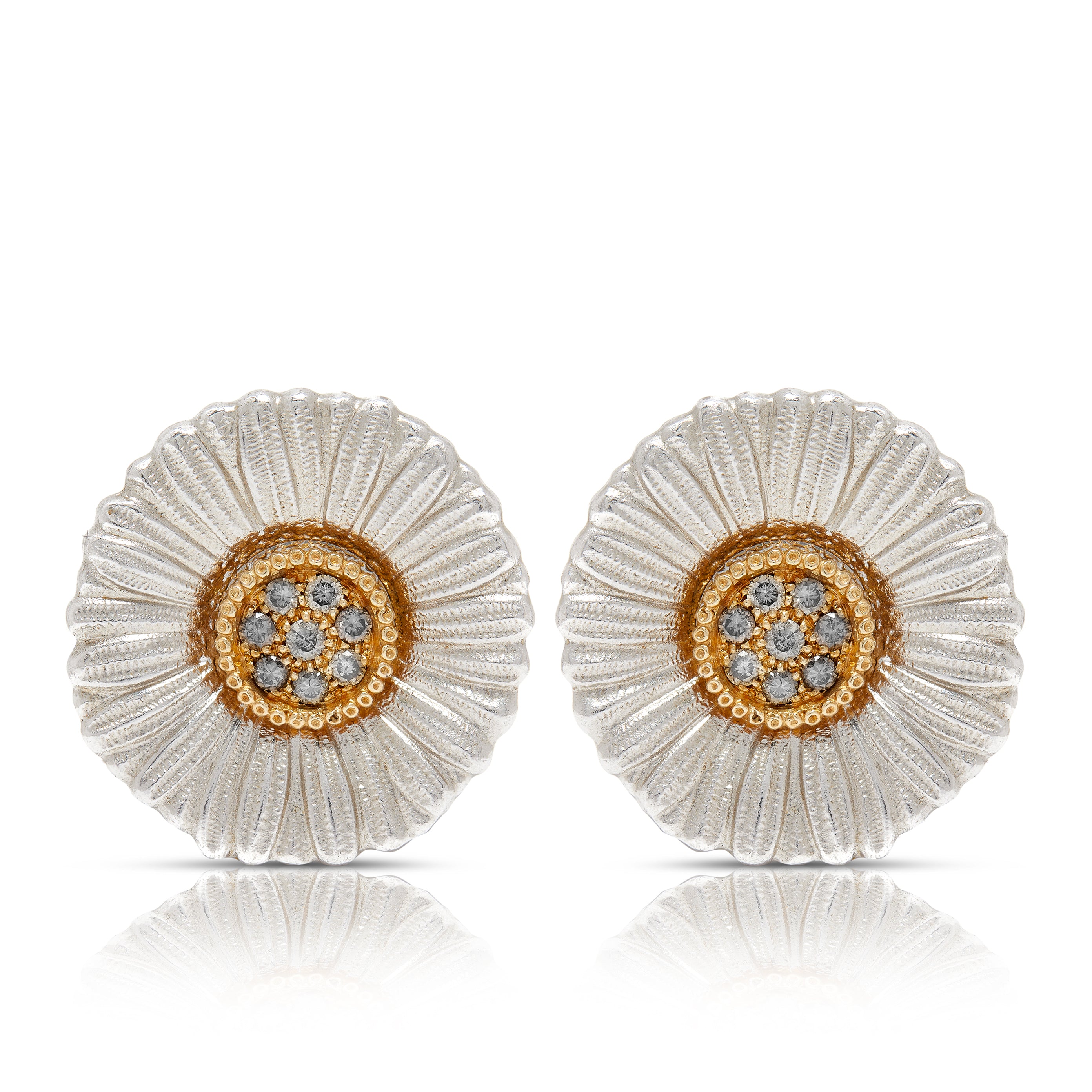 Contemporary Buccellati silver and colored brown diamonds earclips