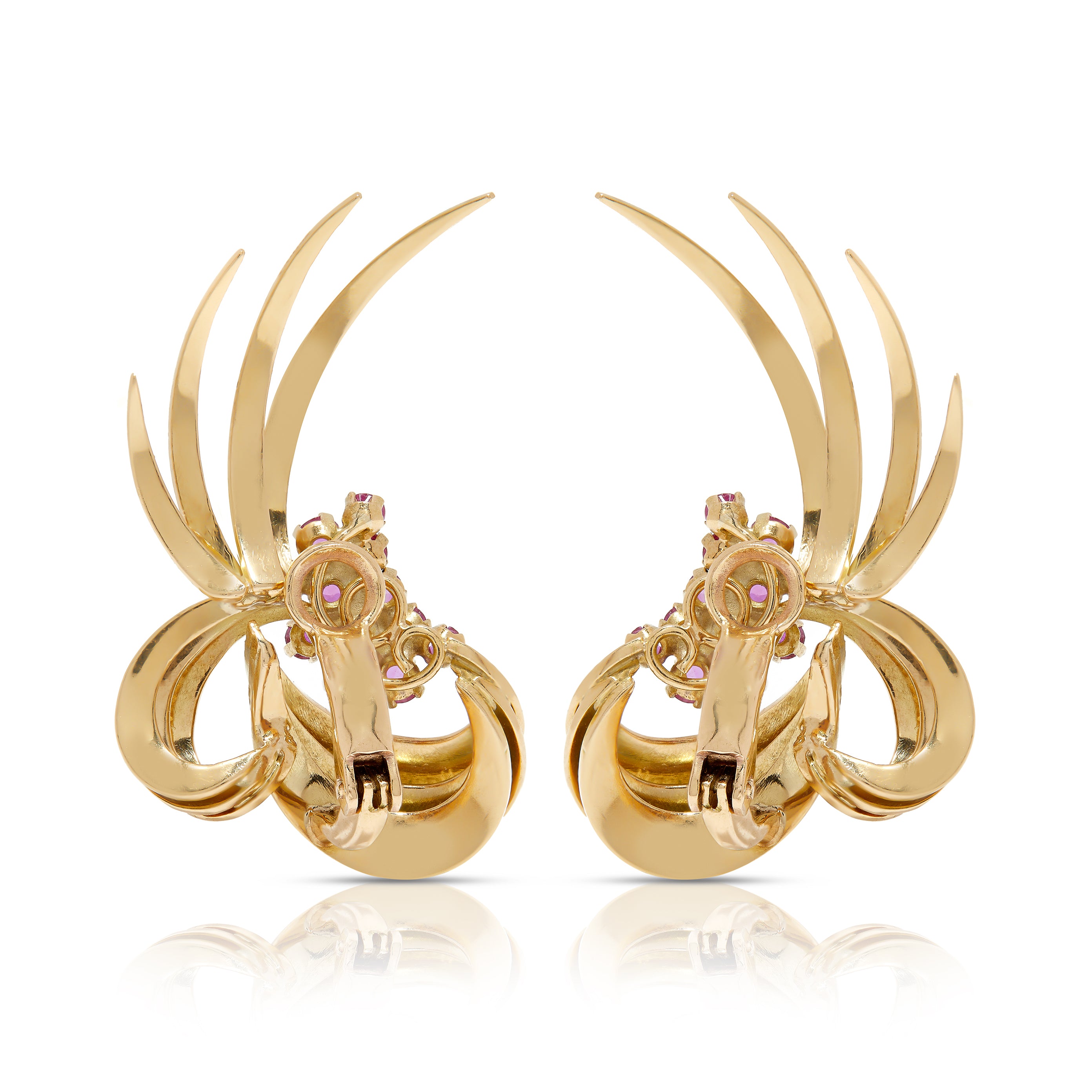 Boucles d'oreilles rétro Plume Rubis