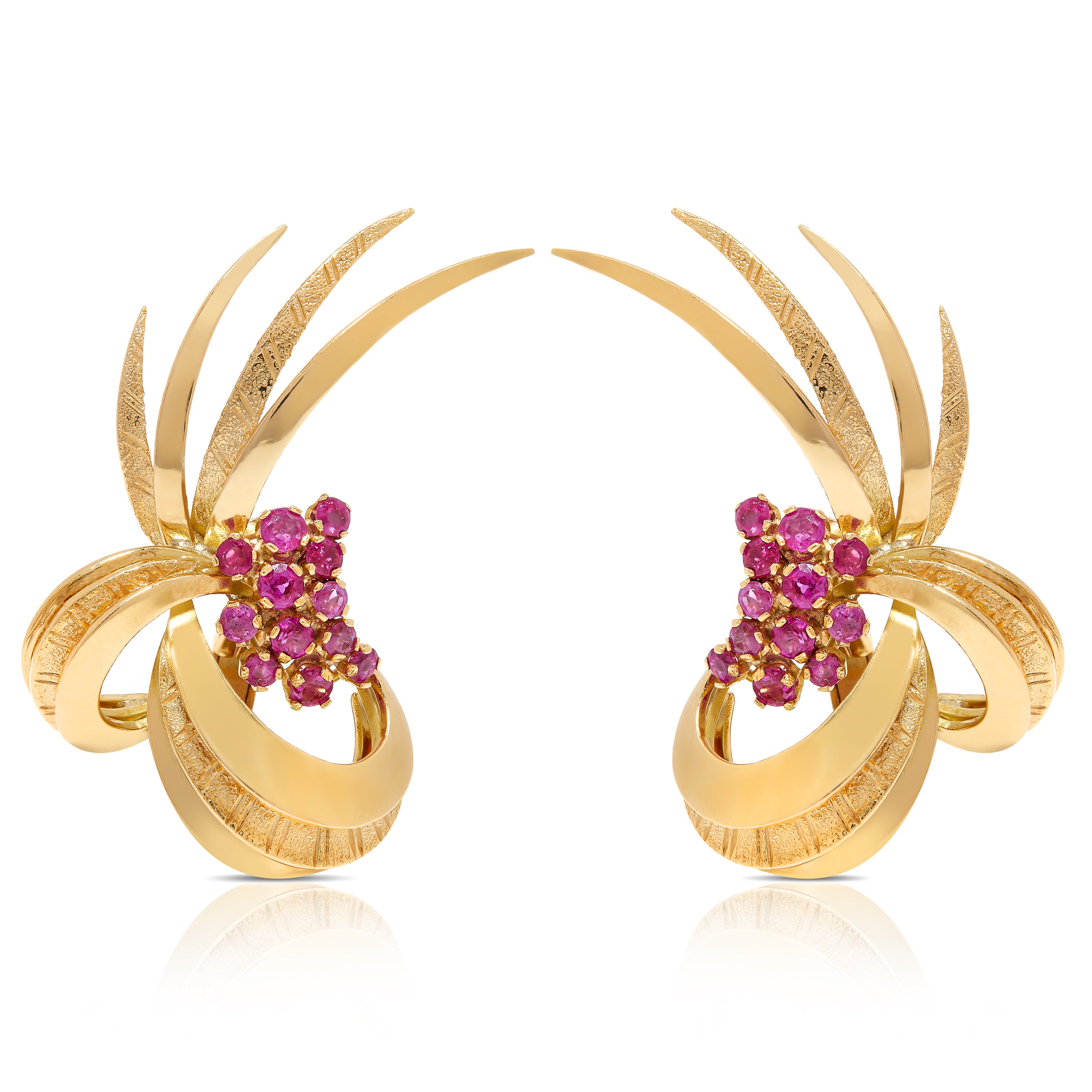 Boucles d'oreilles rétro Plume Rubis