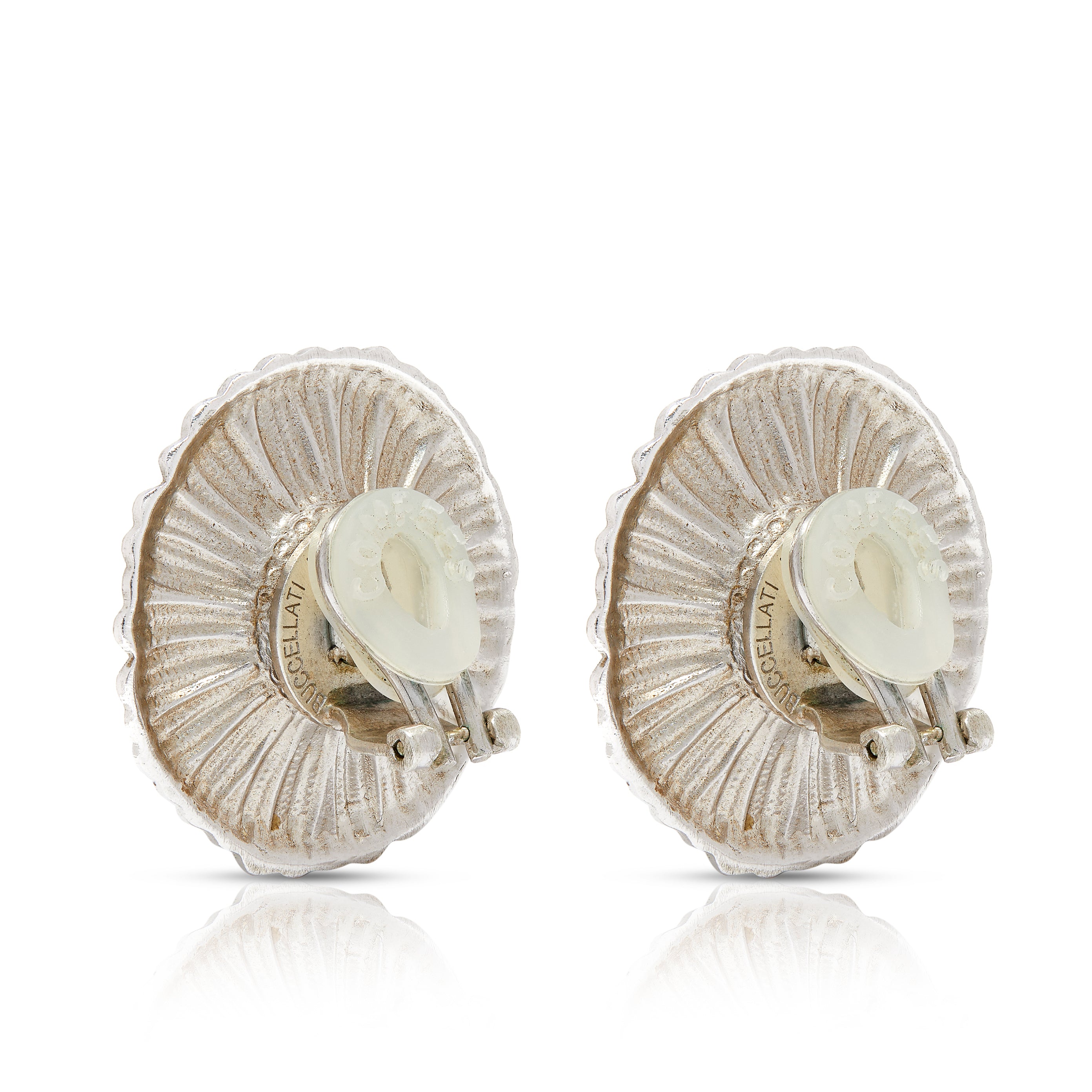Clips d'oreilles contemporains Buccellati en argent et diamants bruns de couleur