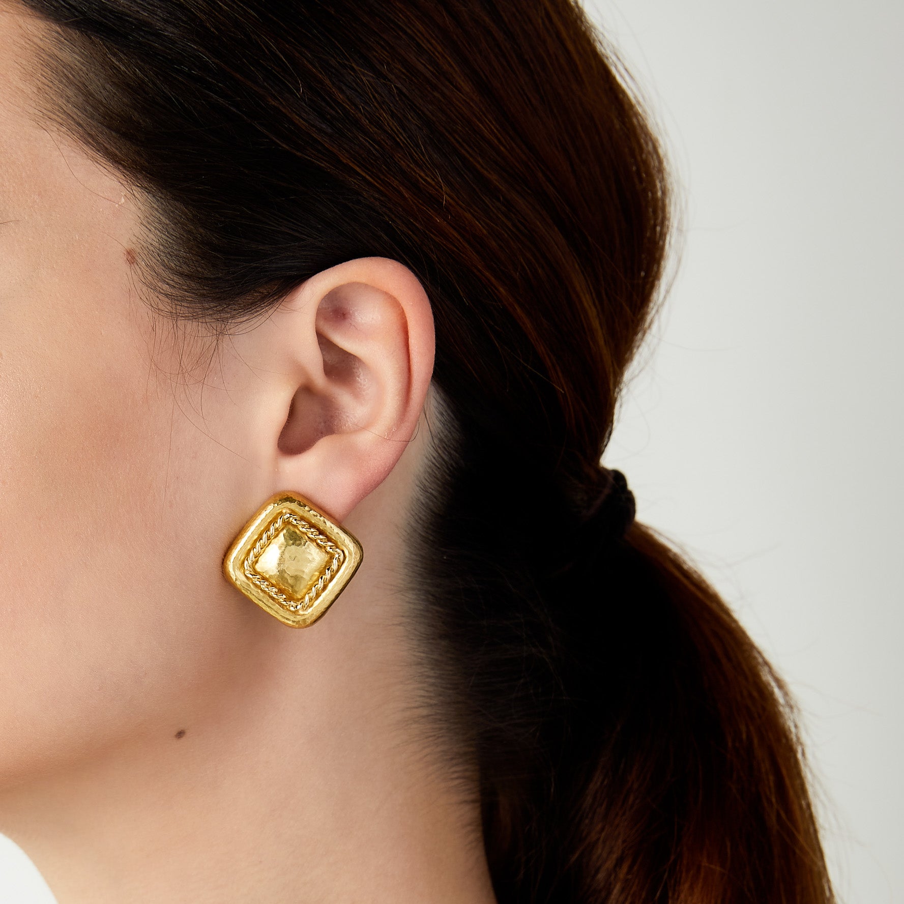 Contemporary 18K Hammered Geometric Earrings