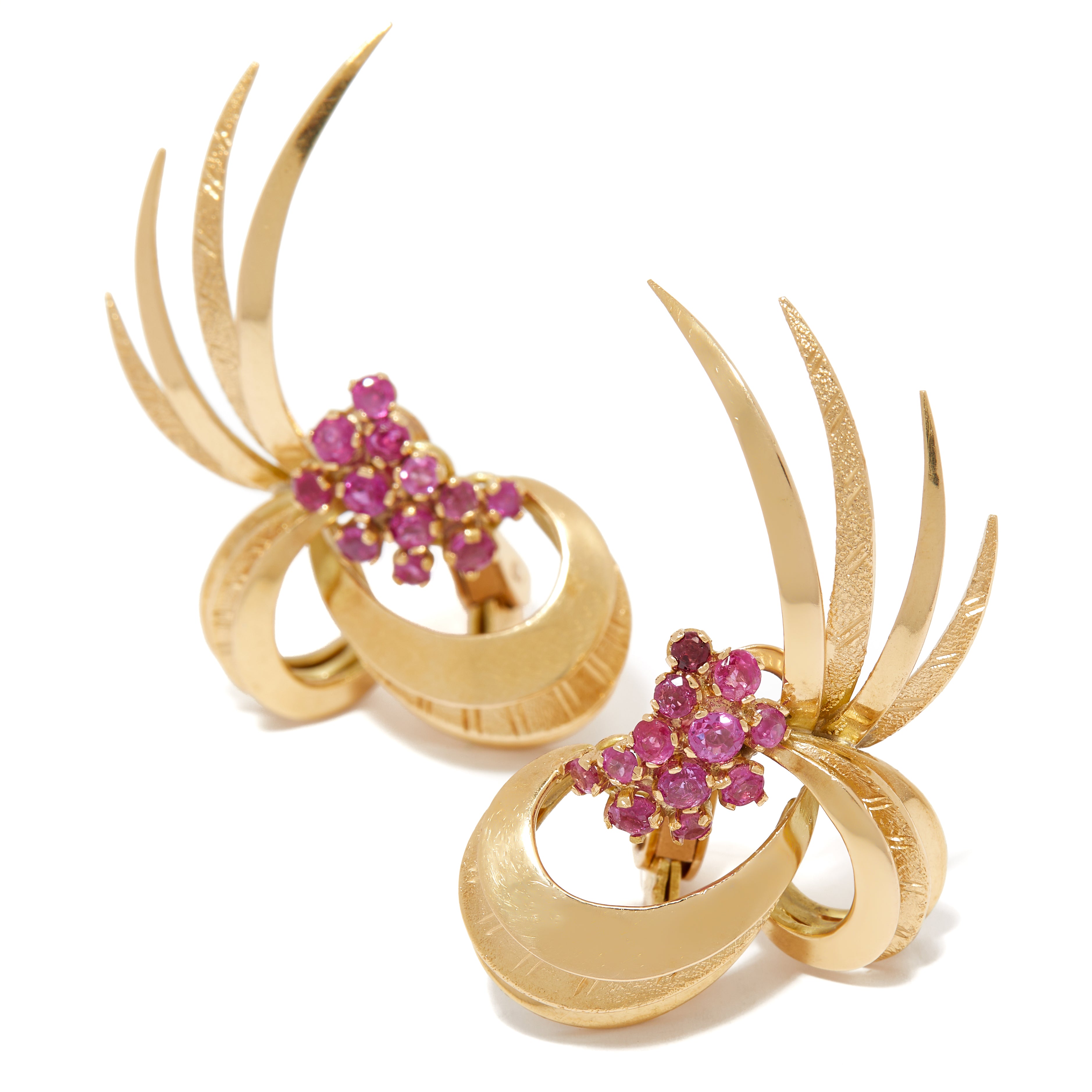 Boucles d'oreilles rétro Plume Rubis