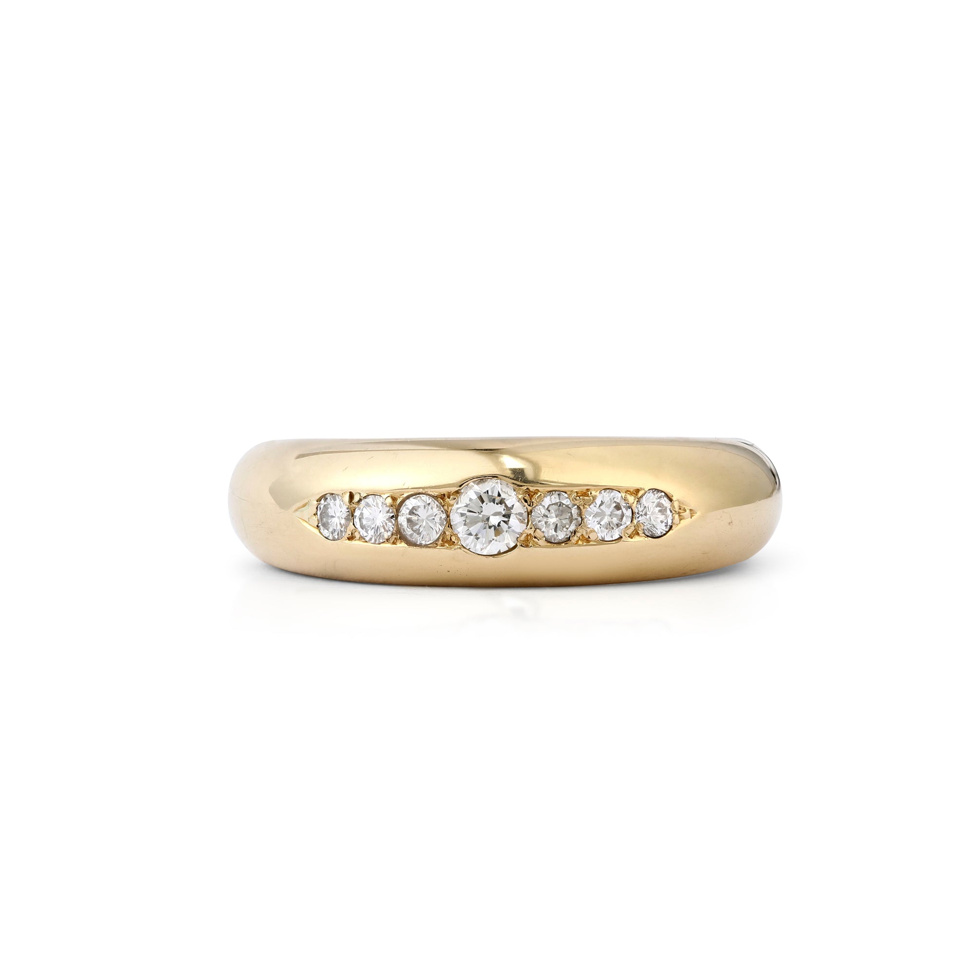 Bague donut contemporaine en or 18 carats avec bande de diamants