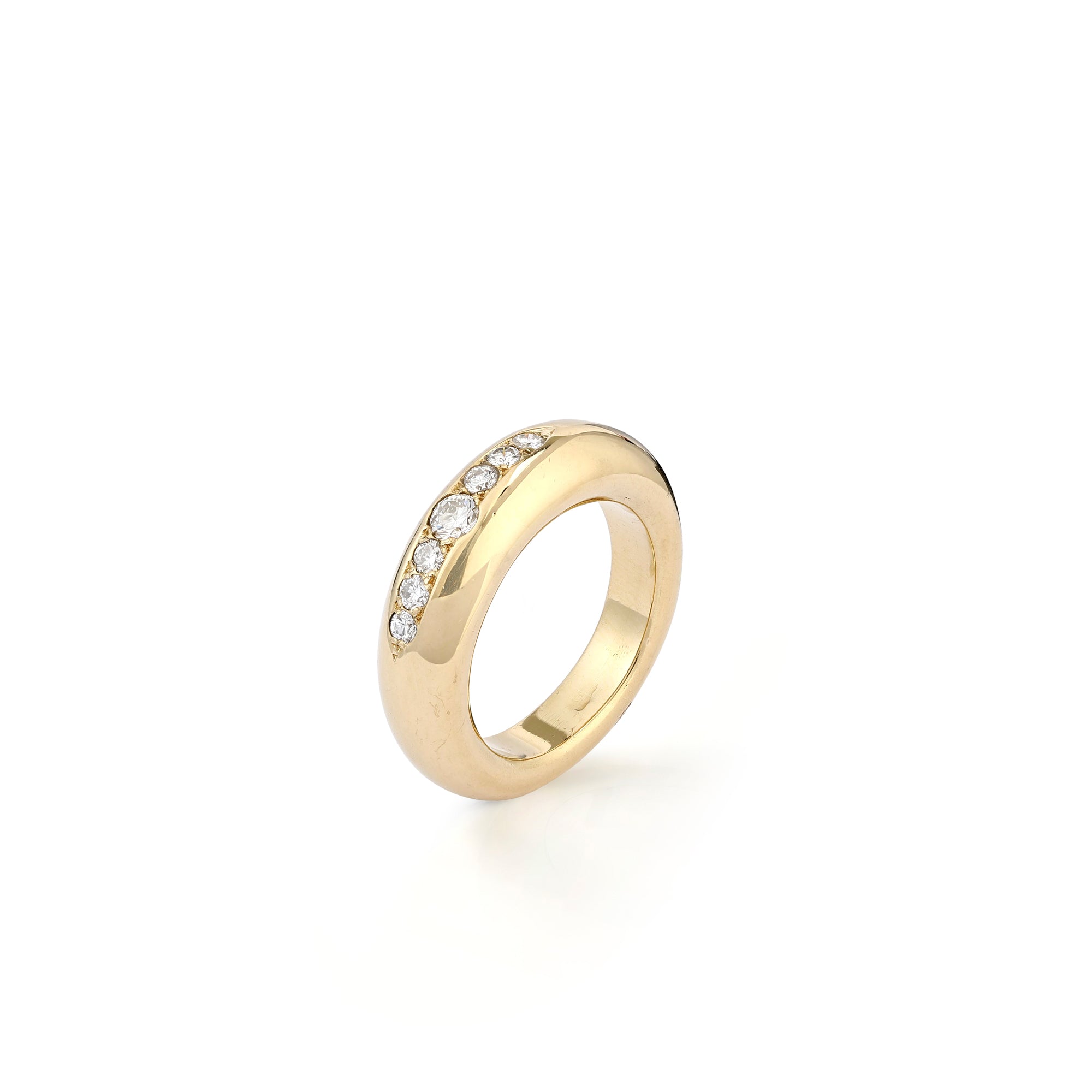 Contemporary 18ct Gold Donut Ring With Diamond Band
